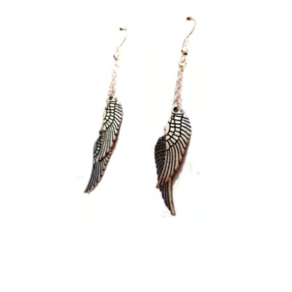 Fallen Angel Silver Wings Earrings - Picture 4 of 5
